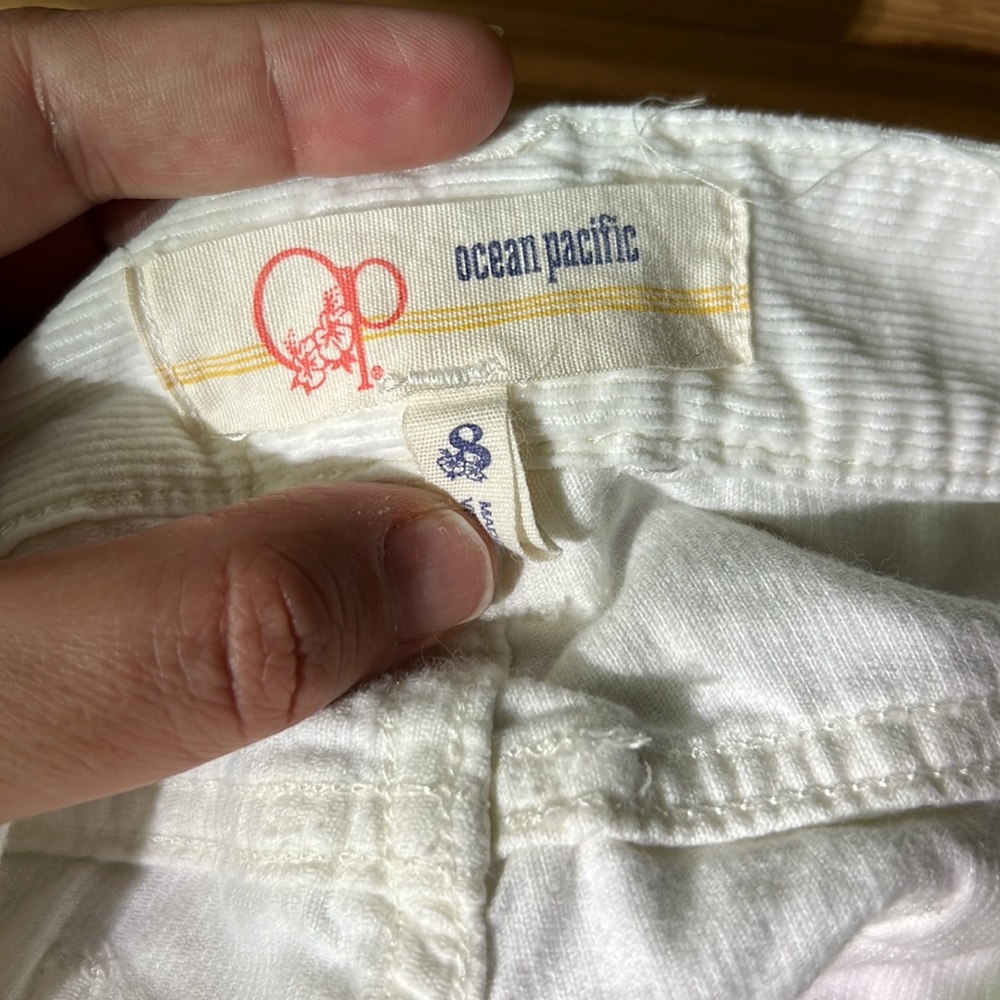 Vintage 90s OP White Corduroy Pride shorts 8 Bermuda surf skate beach cords - Picture 5 of 5